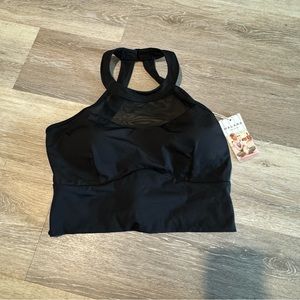 Halara High Neck Mesh Twist Back Crop Top Size Large